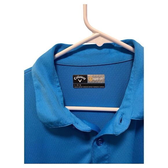 Callaway Golf Opti Dri Polo Shirt Size Large Lt Blue Active Stretch Short Sleeve - Picture 3 of 6